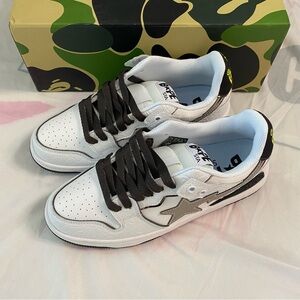 A Bathing Bape Sk8 Sta White Metallic Silver Sneakers